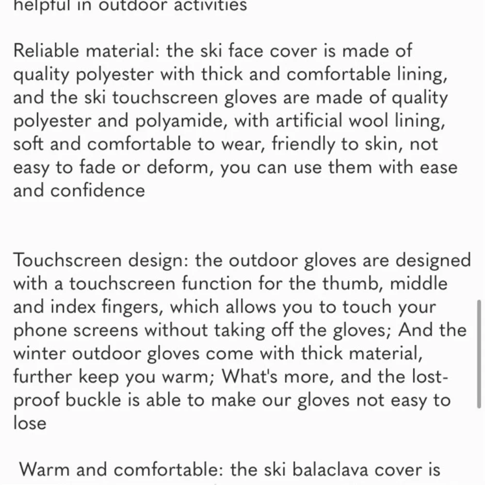 Winter Balaclava Face Mask Ski Gloves Full Face Mask Breathable Face Cover